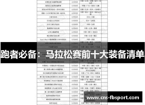 跑者必备：马拉松赛前十大装备清单